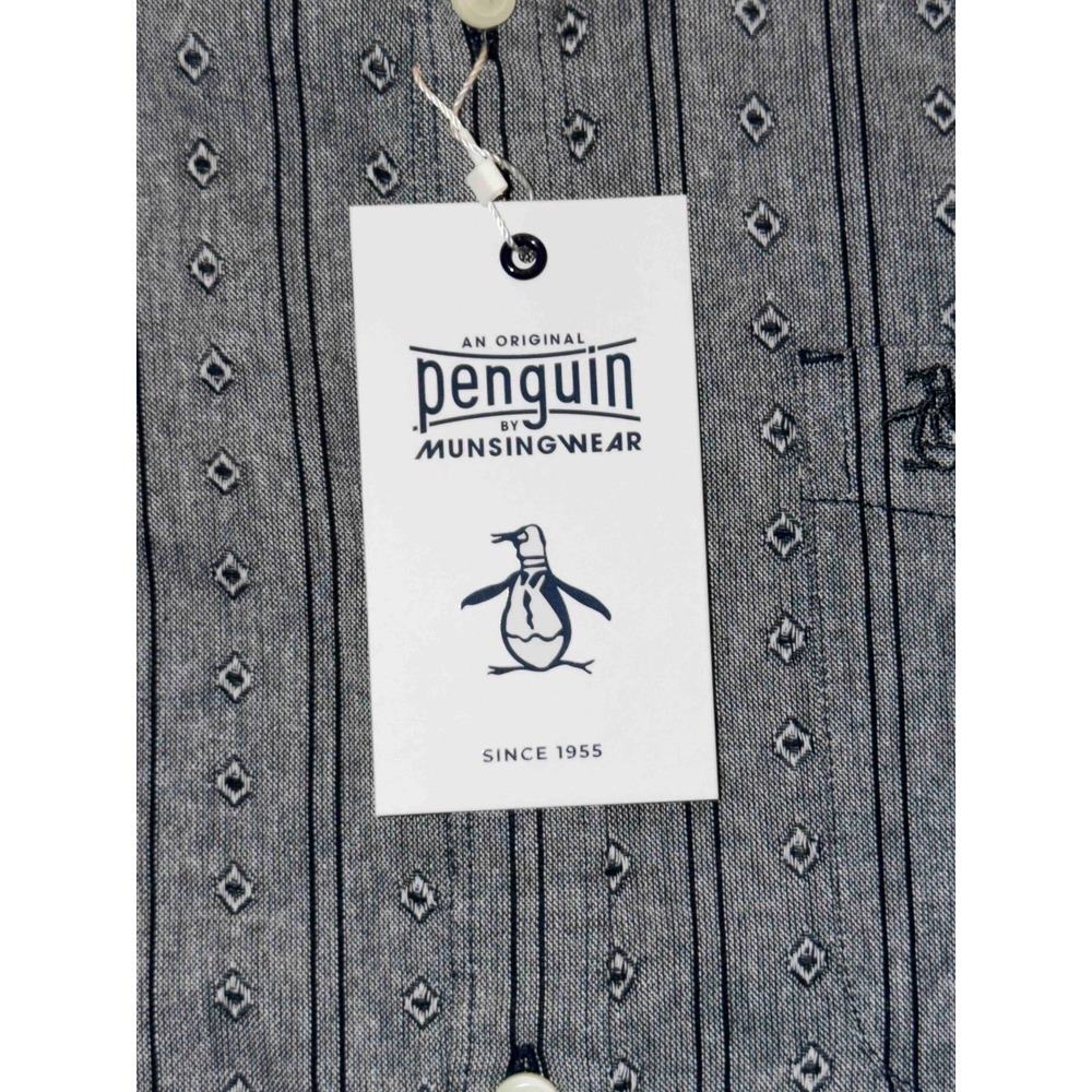 Original Penguin Mens Short Sleeve Button Down Shirt Dark Sapphire, Size L, NWT - Picture 4 of 7